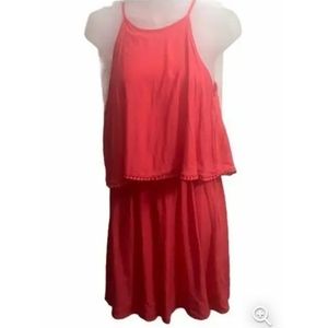 Xhilaration size L pinkish red halter midi dress with tie at neck